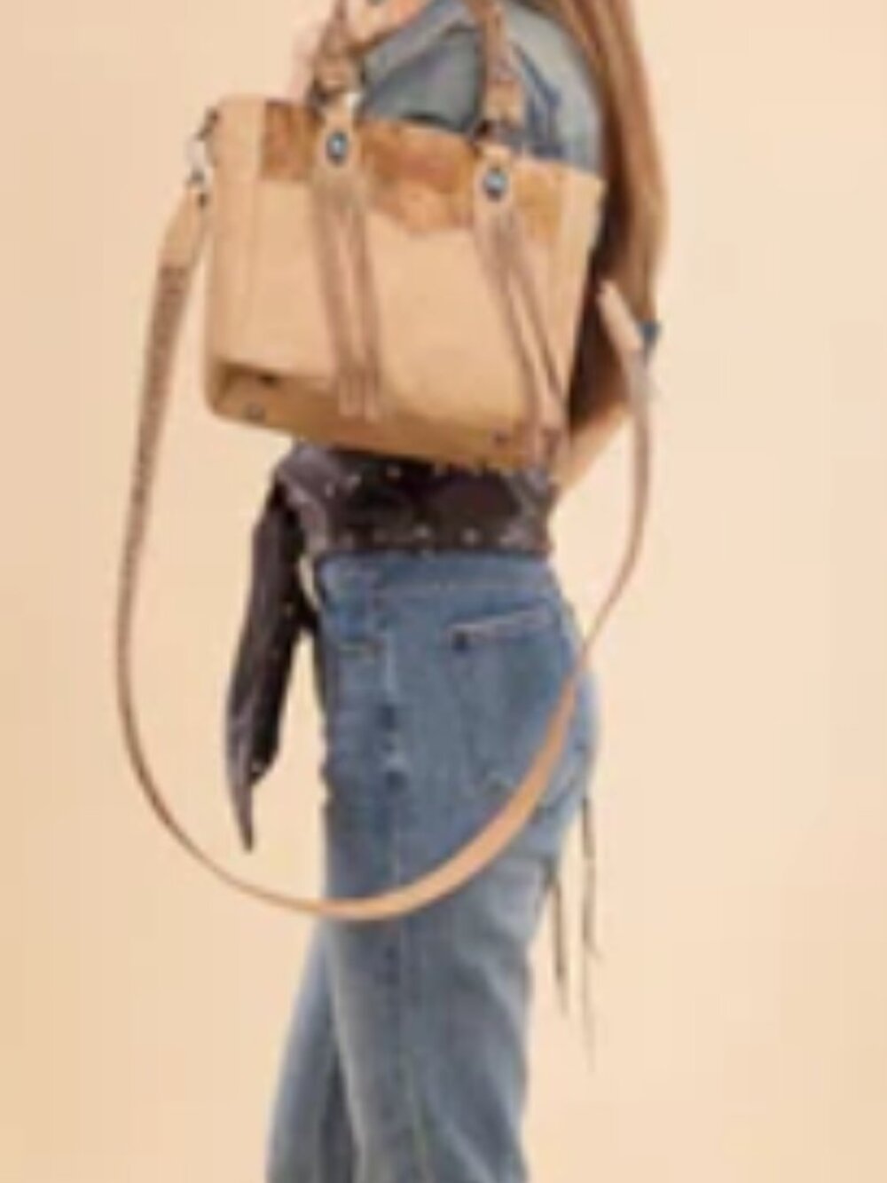 Montana West Cowhide Concealed Carry Tote, Beige NWT - Picture 6 of 6